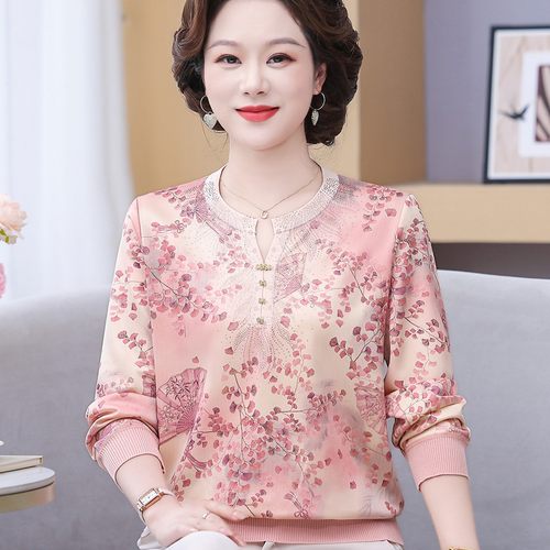 妈妈秋装洋气质长袖T恤小衫