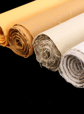 宣纸哥加厚手工枸树皮云龙皮纸粉色本色仿古书法国画创作作品宣纸花鸟人物山水画四尺六尺八尺半生熟包装宣纸