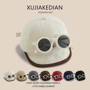 韩国宝宝墨镜鸭舌帽秋冬季软檐婴幼儿遮阳保暖男女童出游棒球帽潮