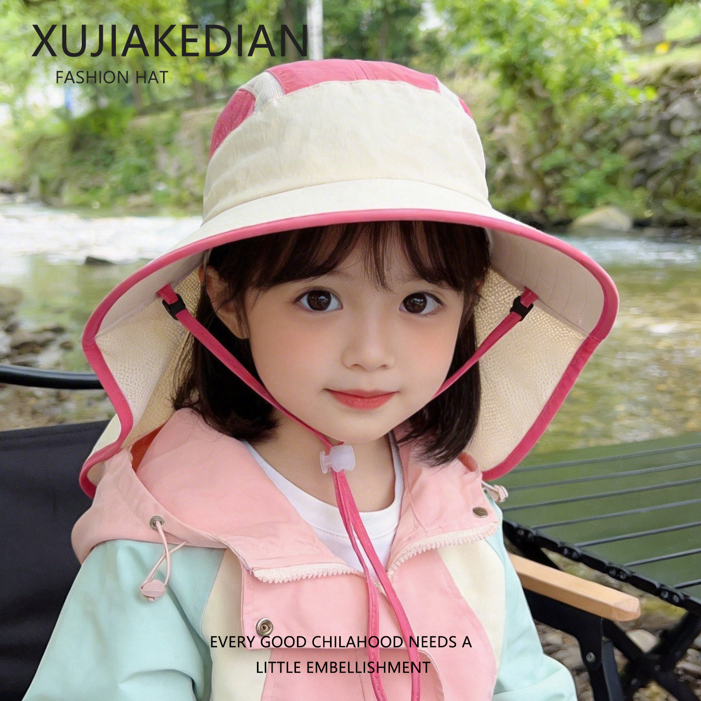 宝宝遮阳帽子夏季薄款透气网眼大帽檐披肩帽男儿童女孩防晒太阳帽