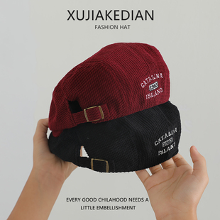 韩国宝宝帽子春秋男女儿童英伦反戴贝雷帽时尚刺绣字母冬季前进帽