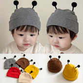 新生婴儿帽子春秋季 宝宝胎帽可爱蜜蜂套头帽秋冬纯棉婴幼儿护囟门