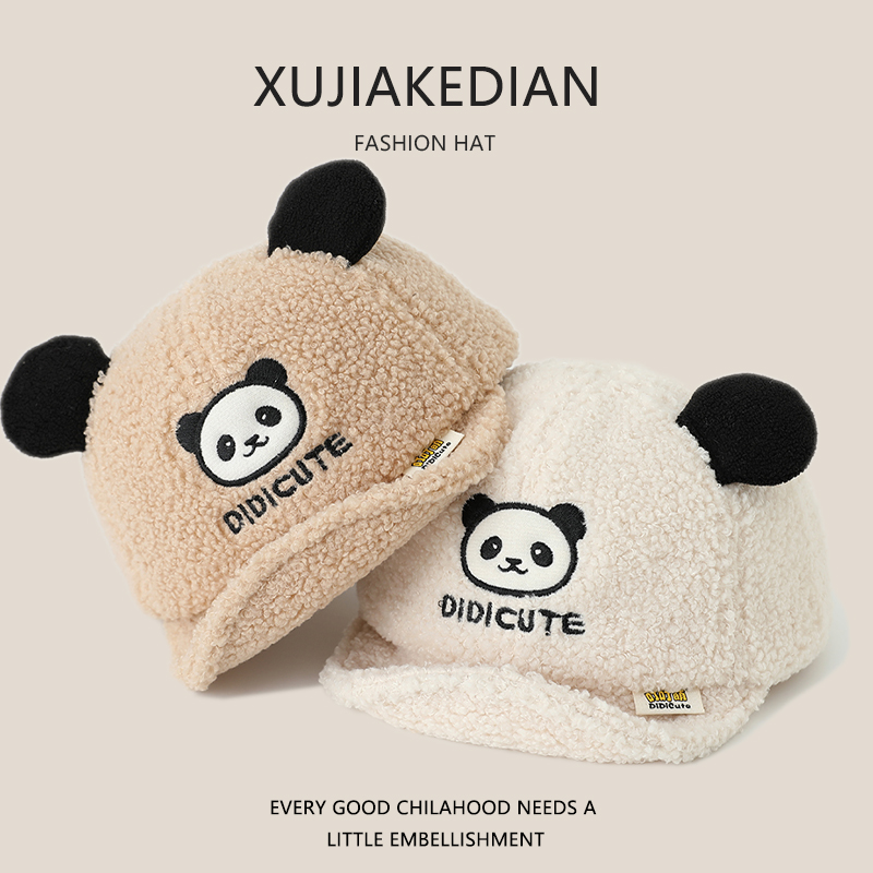 婴幼儿童毛绒鸭舌帽秋冬新款可爱