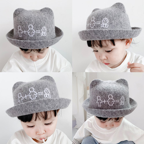 秋冬季羊绒可爱风儿童帽子