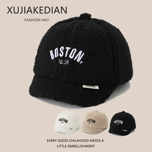 宝宝帽子秋冬款 婴幼儿鸭舌帽男童棒球帽儿童羊羔绒保暖女童韩系