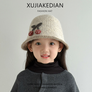 儿童帽子秋冬季保暖针织水桶帽女宝宝防风出游遮阳毛线渔夫盆帽潮