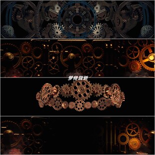 宽屏蒸汽朋克齿轮LED大屏幕酒吧Livehouse舞台背景VJ视频素材