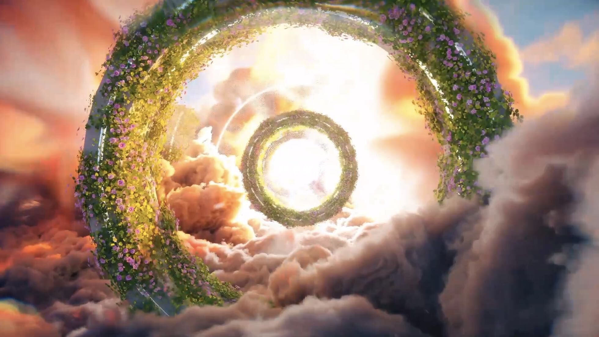 大气植物花环天空穿梭led大屏幕酒吧舞台背景vj视频素材