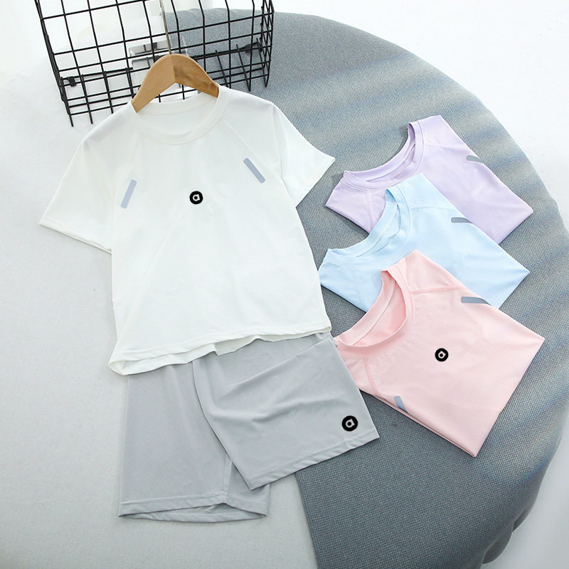 男童运动速干衣冰丝套装儿童学生户外短袖羽毛球服女童夏装训练服