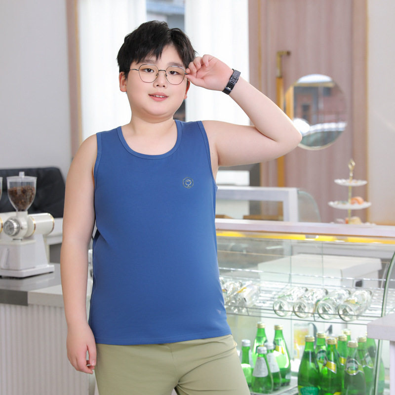男大童儿童背心男童内穿夏季薄款中大童无袖胖童加肥加大汗衫宽松