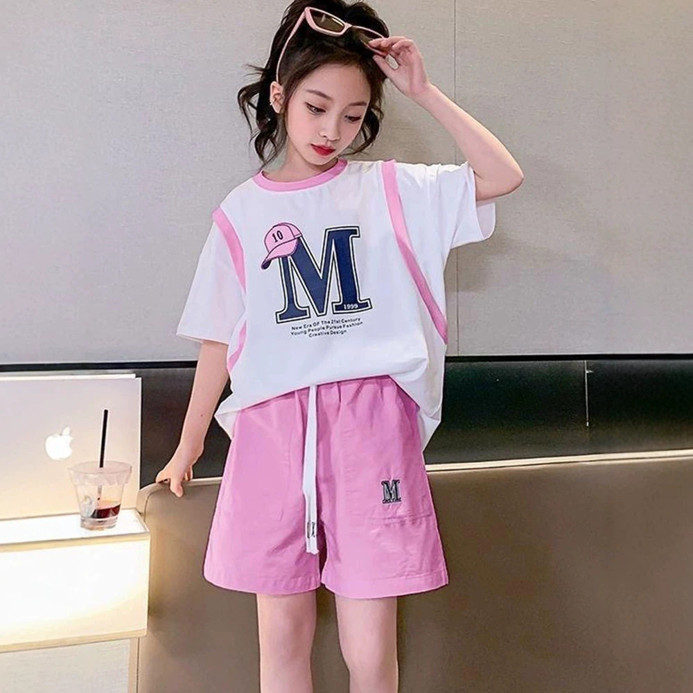 女童速干运动套装夏季新款洋气夏装中大童短袖短裤两件套潮