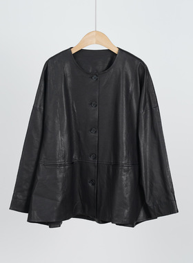 土耳其JIN口无涂层植鞣绵羊皮 极简R*ow风复古休闲宽松皮衣外套