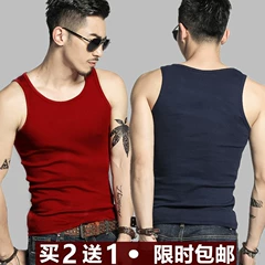 Mô hình vụ nổ mùa hè vòng cổ vest nam cotton đàn hồi close-fitting thể thao chặt chẽ trẻ áo rắn màu vest 2018 triều