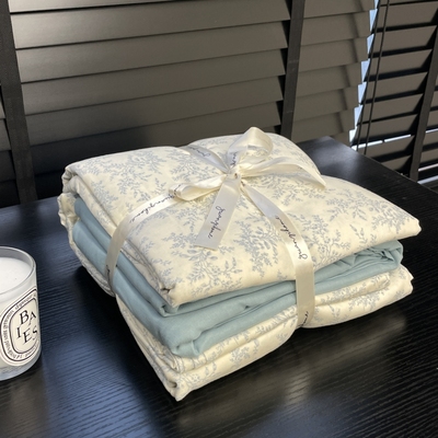 A类双层纱全棉四件套纯棉被罩1.2学生单人床单三件套床笠被套床品