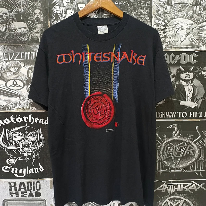 白蛇乐队美式纯棉小领口短袖T恤