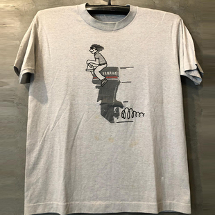 摩托机车简约复古vintage美潮高级感短袖 男女小领口设计感重磅T恤