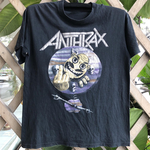 Anthrax炭疽乐队欧美摇滚周边vintage复古街头短袖oversizeT恤男