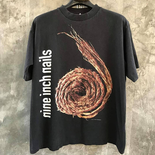 T恤 Nails九寸钉乐队Vintage摇滚复古男女潮牌宽松短袖 Nine Inch