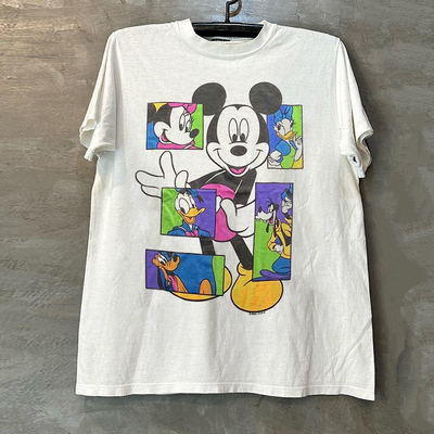 米奇动画美式纯棉小领口短袖T恤