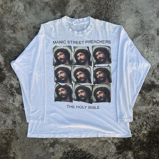 美式 Preachers狂躁者乐队人像圆领长袖 复古纯棉上衣 Street Manic