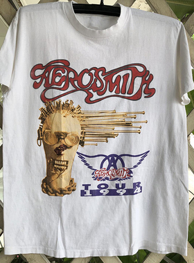 Aerosmith空中铁匠乐队欧美摇滚风hiphop嘻哈短袖男女纯棉质感T恤