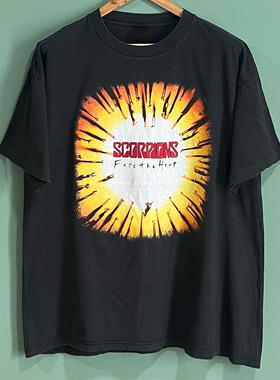 Scorpions蝎子乐队欧美高街摇滚金属cec慵懒风短袖男女重磅棉T恤