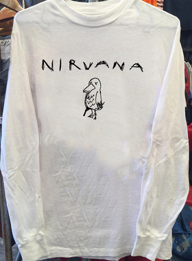 Nirvana涅槃天使摇滚乐队周边美式趣味手绘潮牌长袖小众情侣款T恤