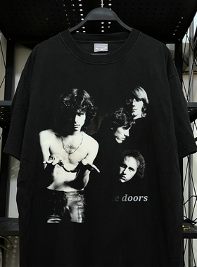 The Doors大门乐队蓝调摇滚短袖T恤hiphop美式重磅潮牌痞帅半袖男