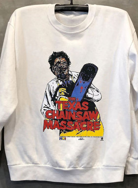 Texas Chainsaw Massacre德州电锯杀人狂男女重磅复古长袖卫衣潮