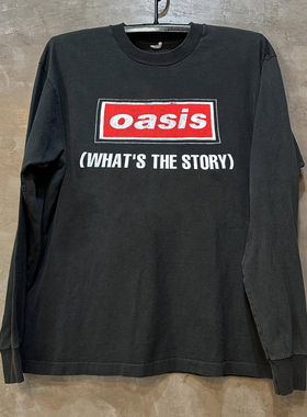 Oasis绿洲乐队高街重磅纯棉长袖T恤Rapcore美式复古潮牌落肩上衣
