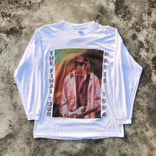 Nirvana涅槃乐队美式复古圆领长袖科特柯本人像印花潮牌打底上衣