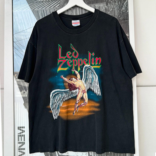 Led Zeppelin齐柏林飞船摇滚乐队短袖T恤vintage潮牌小领口半袖男