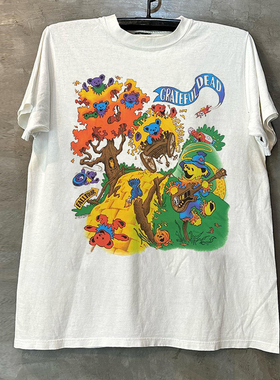 Grateful Dead感恩而死乐队迷幻摇滚hiphop美式潮牌小领口短袖T恤