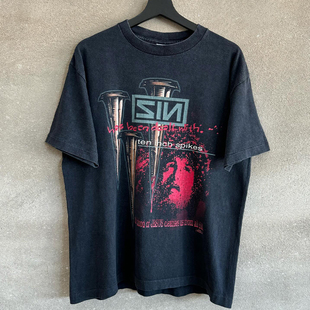男女复古纯棉T恤潮 Nails九寸钉乐队高街Y2K摇滚风短袖 Nine Inch
