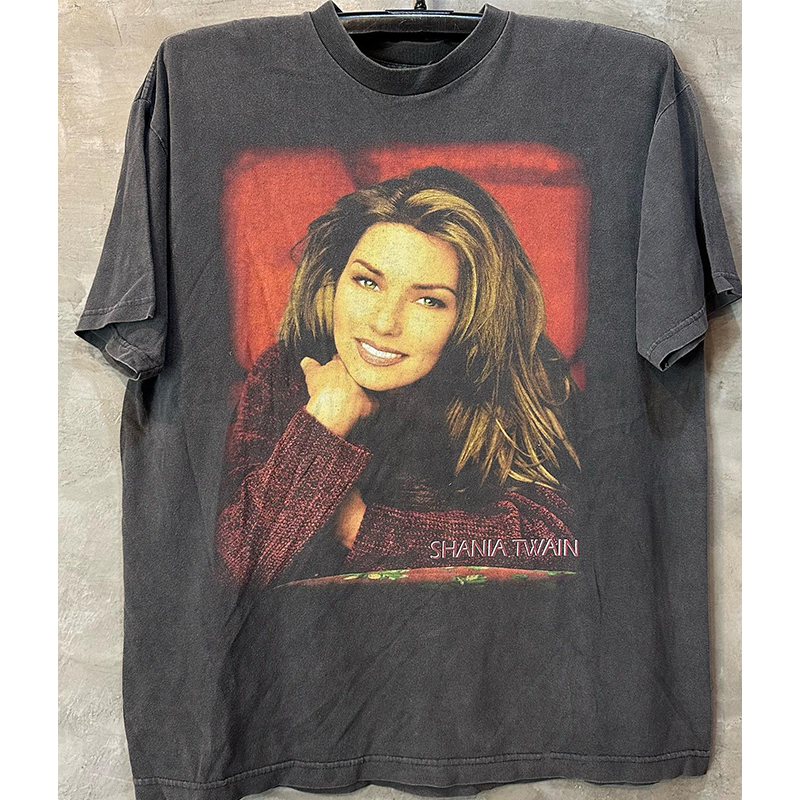 短袖T恤慵懒风男女人像印花