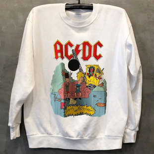 ACDC联名Beavis and Butt-head瘪四与大头蛋男女vintage复古卫衣