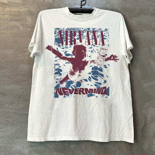 涅槃乐队美式重磅纯棉小领口半袖