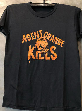 小众设计感橙色字母vintage复古短袖男女慵懒风街头纯棉圆领T恤潮