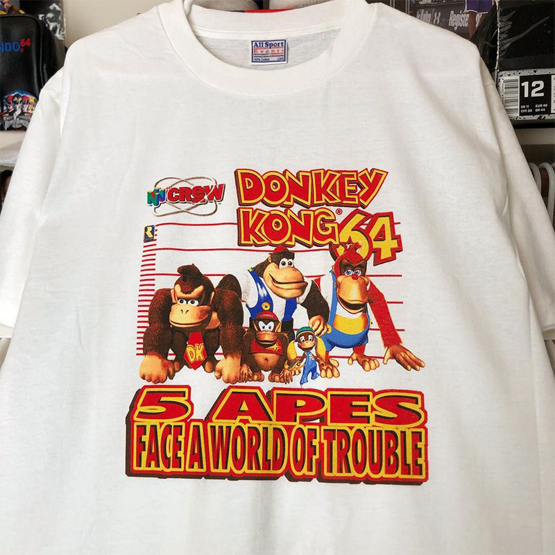 欧美高街ins超火潮牌donkey kong 64男女情侣oversize休闲短袖t恤