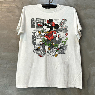 Mickey Mouse米老鼠经典潮牌短袖T恤hiphop美式重磅小领口情侣tee
