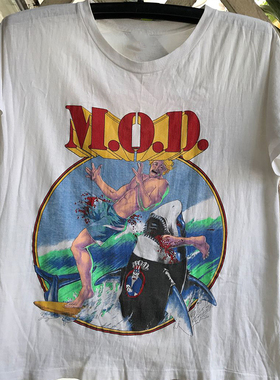 M.O.D.乐队美式复古vintage高街摇滚短袖男女重磅棉小领口质感T恤