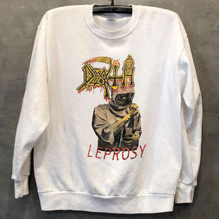 Death金属乐队高街摇滚慵懒风vintage复古长袖重磅cityboy卫衣男