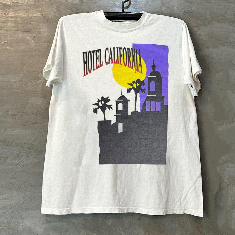 老鹰乐队专辑美式小领口短袖T恤