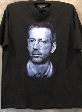 Eric Clapton艾利普顿吉他之神人像印花街头痞帅hiphop嘻哈T恤男