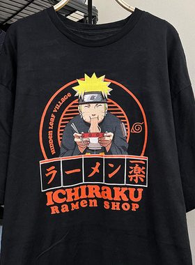 Naruto火影忍者漩涡鸣人动漫短袖T恤hiphop美式重磅潮牌圆领棉tee