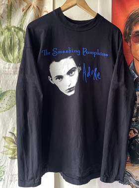 Smashing Pumpkins碎南瓜乐队直喷人像长袖T恤chic美式复古上衣潮