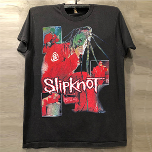 Slipknot活结重金属乐队潮牌印花短袖T恤vintage古着感纯棉体恤衫