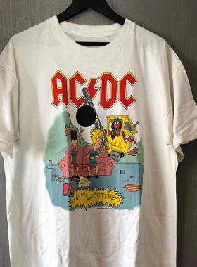 ACDC Beavis and Butt-head瘪四与大头蛋摇滚男女短袖情侣款T恤潮