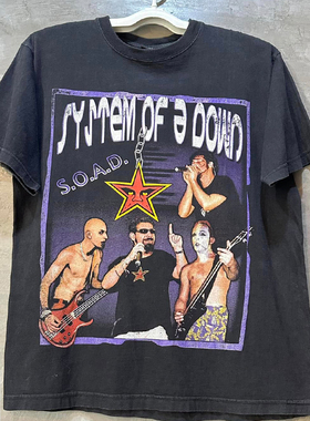 System Of A Down堕落体制乐队短袖T恤chic美式复古小领口半袖潮