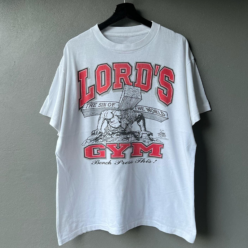 thumbnail for American tide fried street sense of luxury cityboy cotton niche short-sleeved T-shirt American retro men and women lazy style half-sleeved